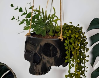 Wandbehang Schädel-Übertopf - 3D gedruckter gotischer Schädel-Topf, makabere Wanddekoration, Halloween-Pflanzenhalter, an der Wand befestigter gruseliger Wohndekor