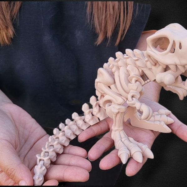 7" Tall T-Rex Skeleton Articulating Sensory Toy Flexi-Factory Fidget Toy Kids Gift For Dinosaur Lover Desk Buddy