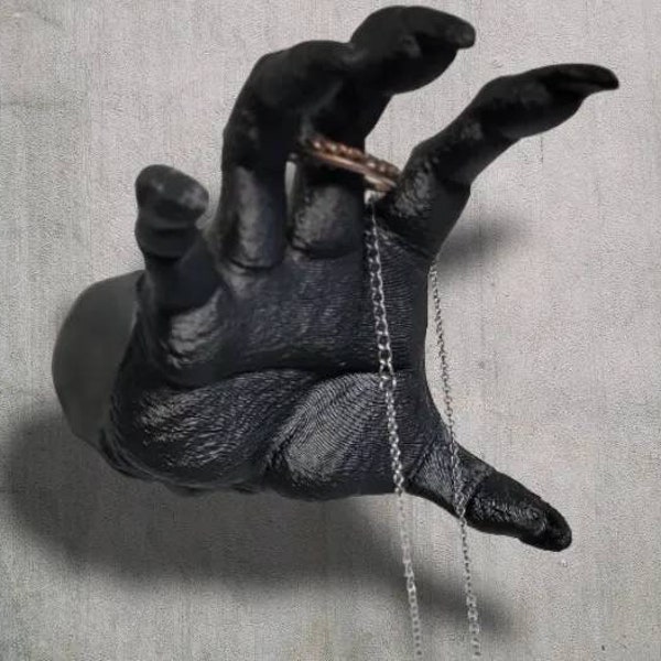 Demon Hand Wall Mounted Ring Necklace Holder Halloween Spooky October Cute 3D Printed Indoor Home Decor