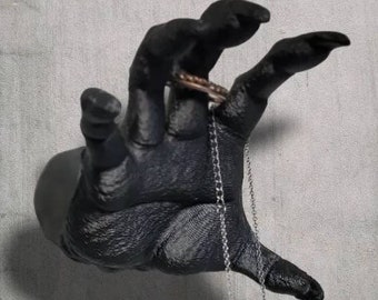 Porta collana ad anello montato a parete con demone Halloween spettrale ottobre Simpatico arredamento per la casa stampato in 3D