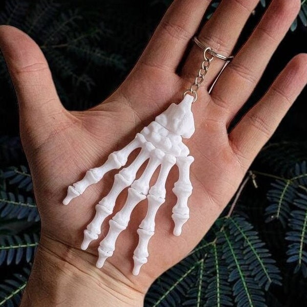 Articulating Skeleton Hand keychain, Flexi-Factory, halloween skeleton hands 3D Printed Toy Fidget