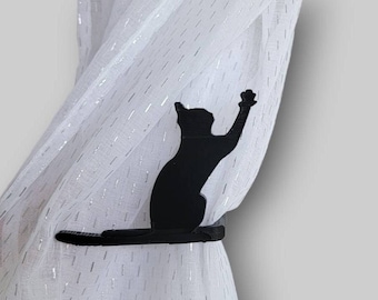 Soporte para cortina con diseño de gato impreso en 3D: adorable clip para cortina con forma de pata de gato para decoración del hogar, un bonito accesorio para ventanas y un regalo único para amantes de los gatos.