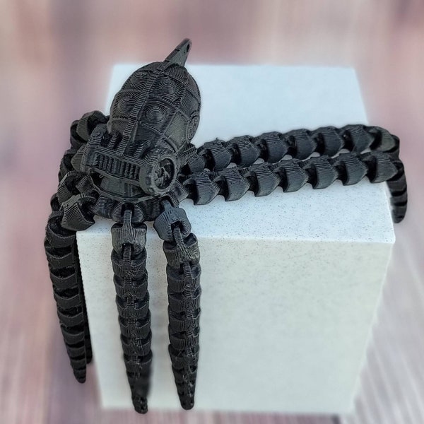 Steampunk Articulating Fidget Octopus 3D Printed Toy Figure
