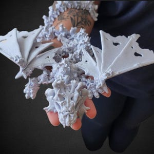 20&quot; Wing Legged Bone Skull Hollow Dragon Articulating Flexi By Cinderwing 3D Fidget Toy 3D Printed Gift For Dragon Lover Tiktok Sensory Toy
