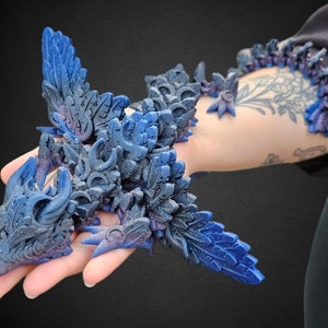 Winged Lunar Moon Dragon – Articulating Flexi by Cinderwing, 3D Printed Fantasy Dragon with Wings, Poseable Collectible, Dragon Lover Gift
