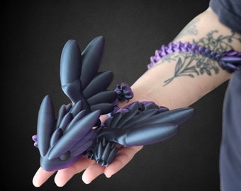 27.5" Winged Spiked Articulating Flexi By Torua3D 016, Spiky Fidget Toy, Desk Stress Toy, Dragon Decoration 3D Printed