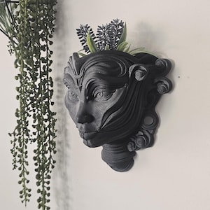 Luna Goddess Wall Planter – Moon Face 3D Printed Wall Planter, Celestial Goddess Decor, Spiritual Feminine Home Accent Gift