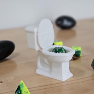Dice Jail Toilet For Misbehaving Dice, Dice Vault, 3D Printed Fantasy Gaming Accessories Twitch Streaming Office Decor