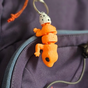 Pequeño llavero de gecko leopardo kawaii, juguete antiestrés articulado impreso en 3D, regalo de herpetología para los amantes de los reptiles y los cuidadores de reptiles, decoración de la habitación