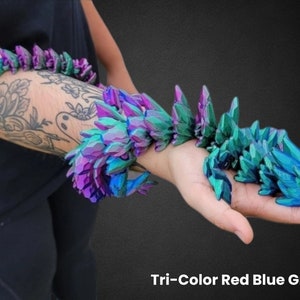 25&quot; Gemstone Dragon (Egg Option) Articulating Flexi By Cinderwing, Fidget Toy, Dragon Decoration 3D Printed Dragon Articulated Dragon
