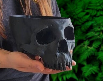 Scanned Human Skull [2 Sizes] Realistic Succulent Planter Horror Halloween Gothic 3D Printed Indoor Home Decor