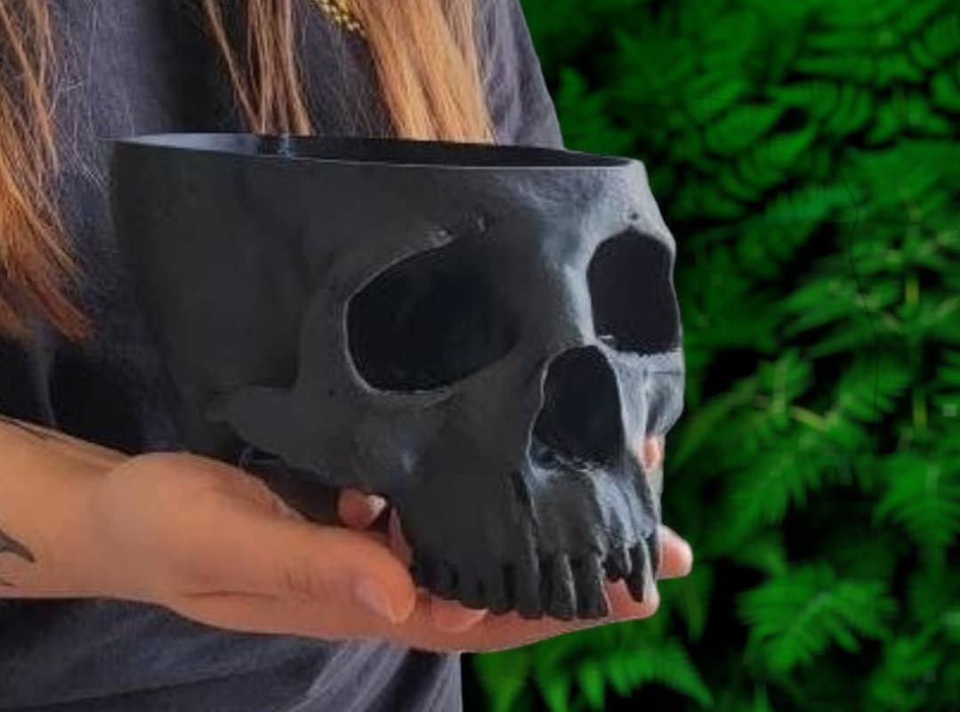 3D Schädel-Blumentopf mit Drainage, Schädel-Blumentopf für Zimmerpflanzen, Halloween-Dekoration, makaberes Geschenk
