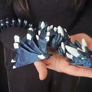 25&quot; Winged Gemstone Wyvern Articulating Flexi By Cinderwing 4 Sizes 3D Printed Fidget Toy Dragon Gift 3D Printed Dragon Articulated Dragon