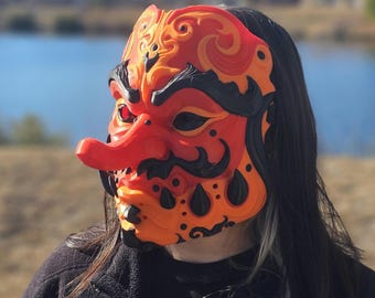 古代の天狗の面、日本の伝統的な着用＆デコ用マスク |古代の天狗の面