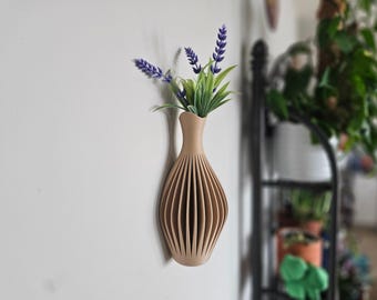 Wave Vase - An der Wand befestigte 3D gedruckte Blumenvase, moderne minimale Wandpflanzer, vertikale Wohndekoration, Housewarminggeschenk