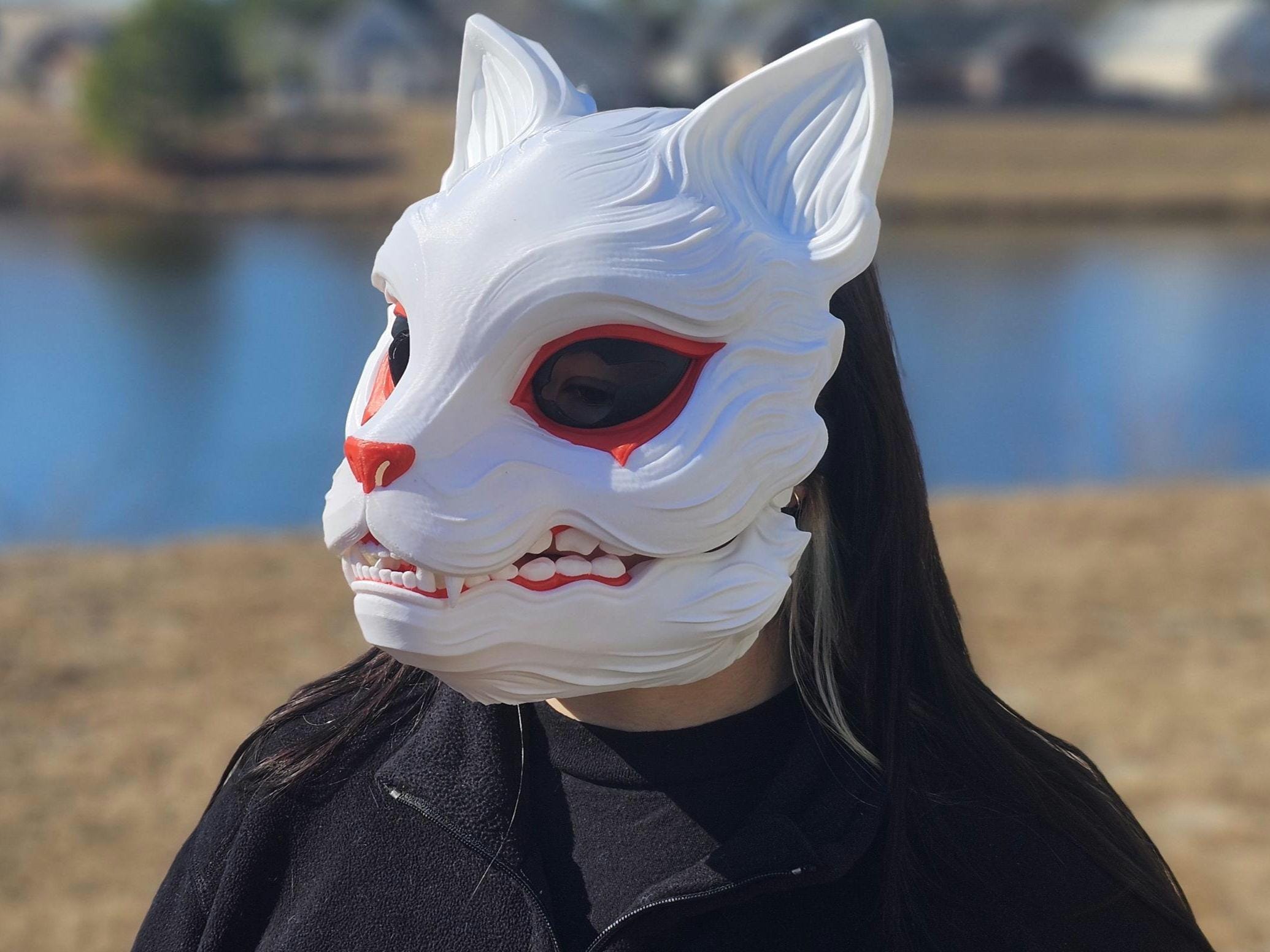 獣人マスク シリコン製 牙面具 ケモノ 仮面 コスプレ ハンドメイド
