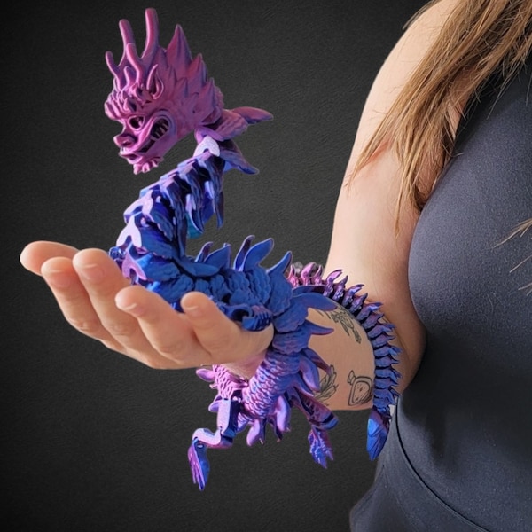 24" Imperial Chinese Dragon Articulating, Fidget Toy, Desk  Toy, Dragon Decoration 3D Printed