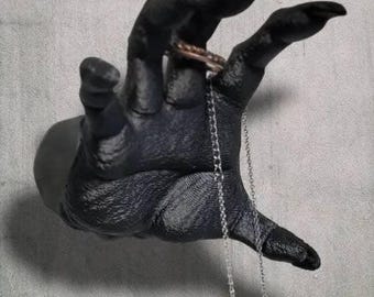 Anillo de mano de demonio de 2 tamaños para colgar en la pared, soporte para collar, Halloween, espeluznante, octubre, bonito, impreso en 3D, decoración para el hogar, regalos góticos para ella