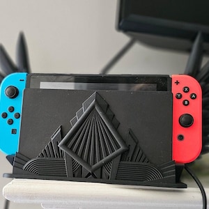 Art Deco Moveable Wings Dock For Switch Cradle Gamer Gifts 3D Printed Desk Accessories Gaming Stand Switch Cover Gaming Decor Gift For Gamer