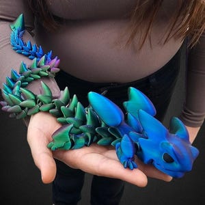 25&quot; Winged Spiked Articulating By Torua3D 012 Dragon Fidget Toy  Fidget Toy 3D Printed Gift For Dragon Lover 3D Printed Dragon With Wings