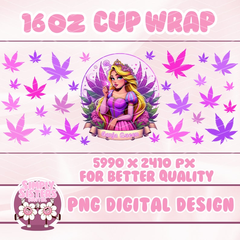Single Cute Rapunzel Princess Ganja Cup Wrap Tumbler Design Tumbler ...
