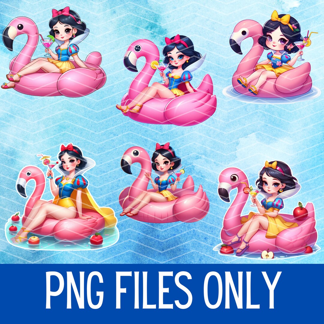 6 Summer White Princess on Floaty PNG Designs Downloadable Digital File ...