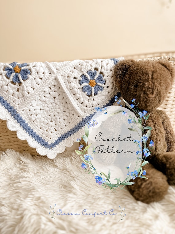 Maya Lovey Crochet Pattern Forget me not Granny Square Crochet Pattern Forget me not Lovey Pattern Forget me not Baby Blanket Pattern Etsy Canada