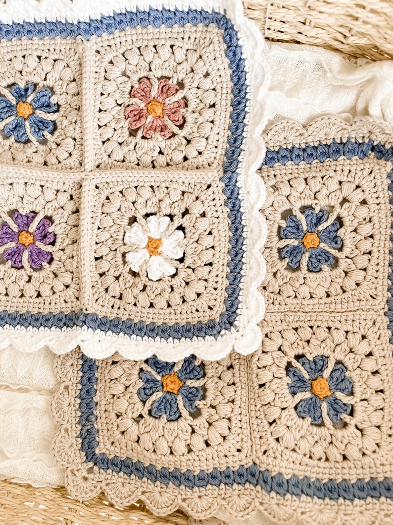 Maya Lovey Crochet Pattern Forget-Me-Not Granny Square Crochet Pattern Forget-Me-Not Lovey Pattern Forget-Me-Not Baby Blanket Pattern image 9