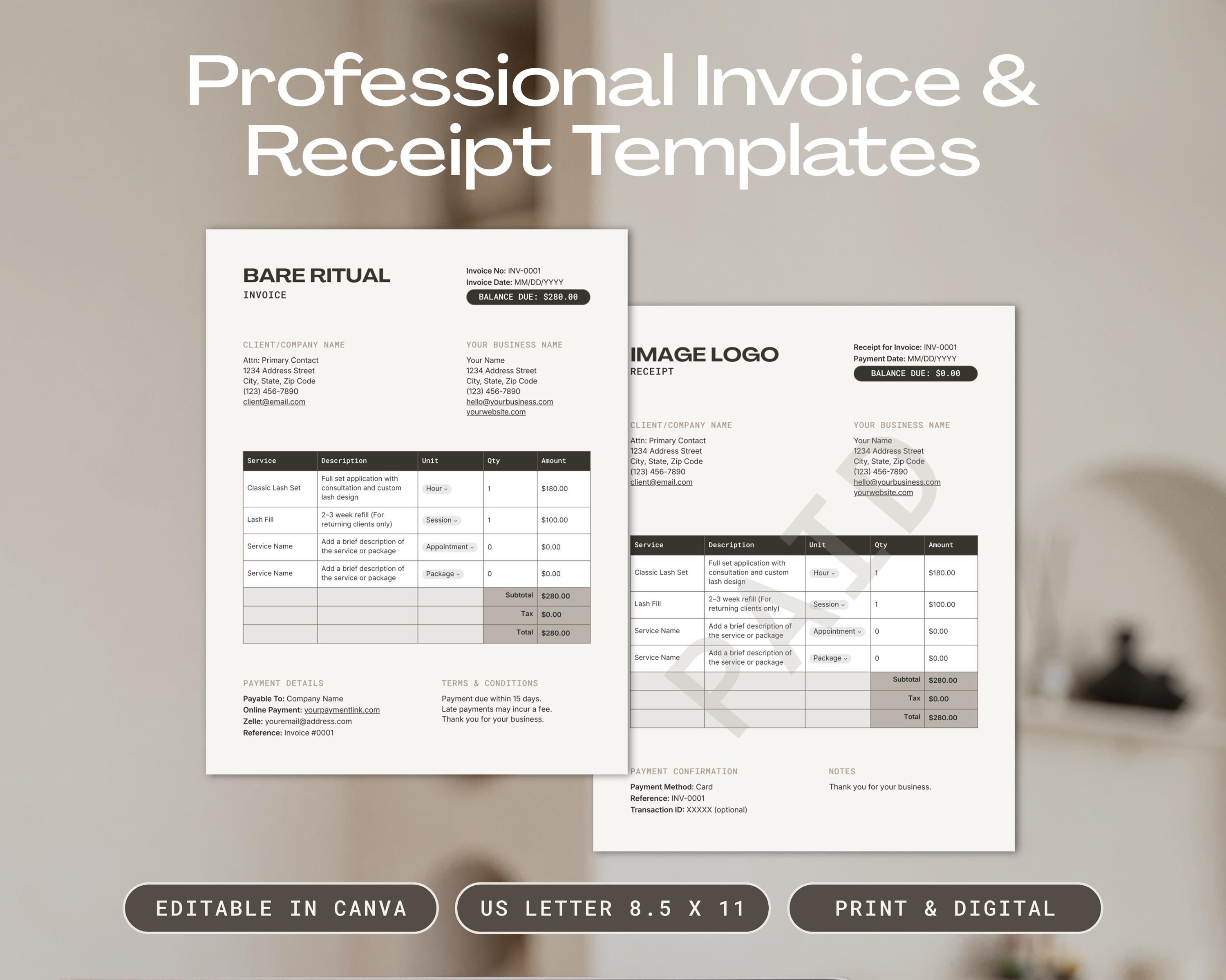 Revspring Invoice Template Invoice Template Bundle | Invoice, Receipt & Payment Tracker | Editable ...