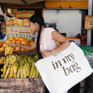 Oversized Cotton Canvas Tote Bag: Minimalist Everyday Shoulder Bag