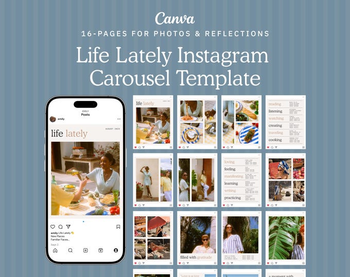 Instagram Carousel Template Photo Dump Canva Social Media (digital