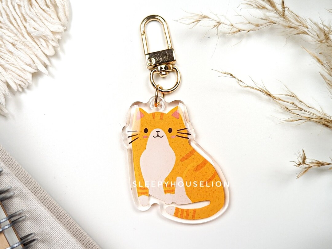 Ginger Cat Clear Acrylic Keychain With Epoxy Resin Coating Etsy