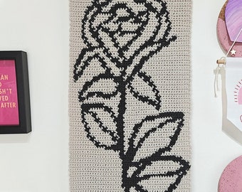 Patrón de tapiz de crochet para colgar en la pared / Patrón de tapiz de crochet con rosas rústicas / Patrón de tapiz de crochet / Descarga digital instantánea / PDF