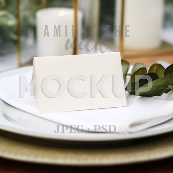Tent Fold Place Card Mockup, Place Card Mock Photo, Table Setting Mock Up, Seating Card Mock