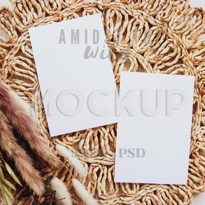 4x6 Doppelseitiges Einladungs-Mockup, Mock Up Boho-Einladungen, leeres doppelseitiges Karten-Mockup - Zion