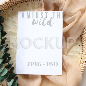 Boho Card Mockup, 5x7 Smart Object Card, Simple Card Mockup, Briefpapier Mock Up