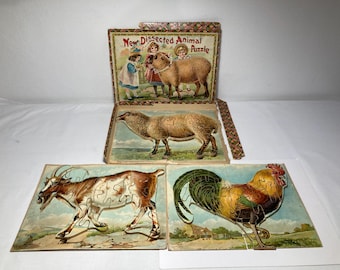 Victorian Dissected Animals German Jigsaw Puzzle: Wood, Set of 3