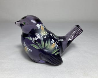Vintage Fenton Violet Glass Bird Hand Painted : Gods Light is Everywhere