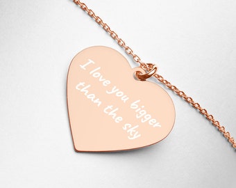Big Love Sterling Silver Engraved Heart Necklace - Etsy