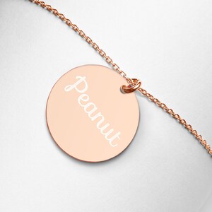 Peanut Sterling Silver Engraved Disc Necklace