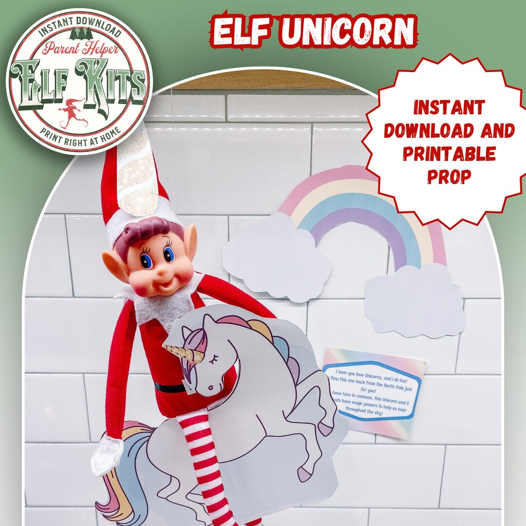Elf Unicorn Printable Christmas Elf Elf Ideas Elf Props Elf Accessory ...