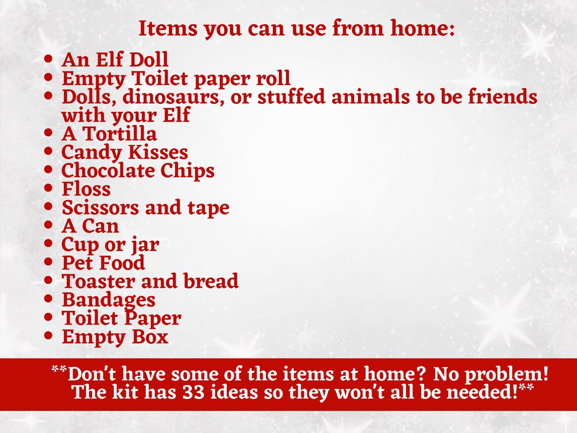 Multiple Elves Printable Elf Kit Christmas Elf Kit Elf - Etsy