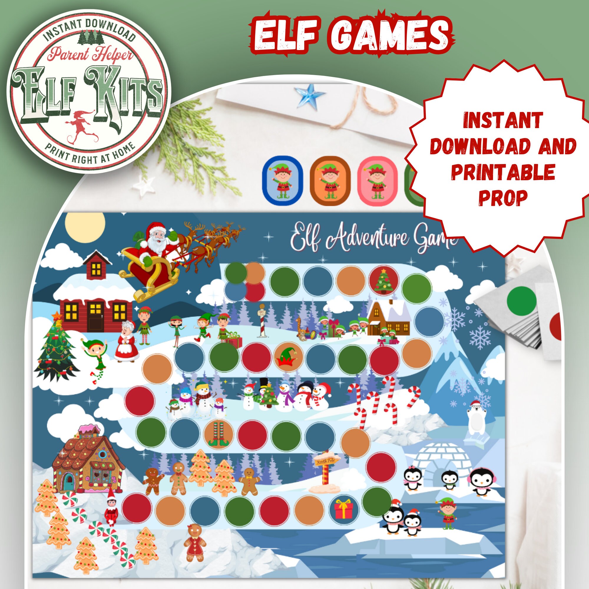 Elf Gaming VIDEO GAMES Play Printable Instant Download 