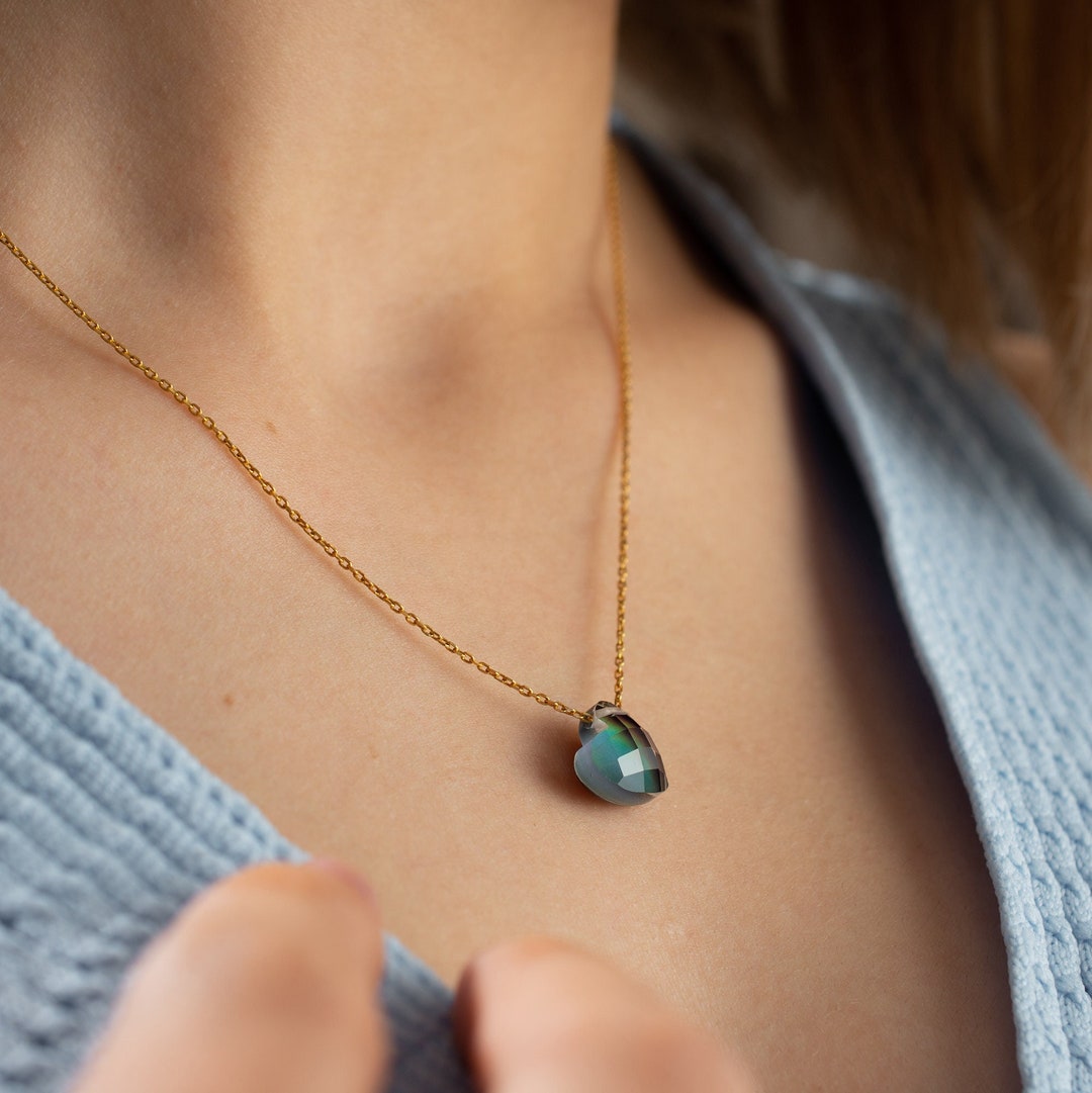 Silver Heart Mood Necklace Color Change Necklace Changing Color Mood