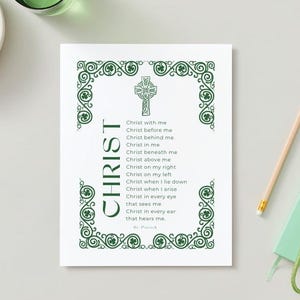 Oración de San Patricio, Coraza de San Patricio, Lorica de San Patricio, Impresión cristiana, Arte de pared imprimible, Cristo esté conmigo, Letrero, Descarga