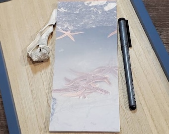 Starfish Pool, Rock Ocean Life, Orange Red Starfish Grocery Pad, Writing Pad, Grocery List, Magnetic Notepad for Fridge, Tear Away Sheets,