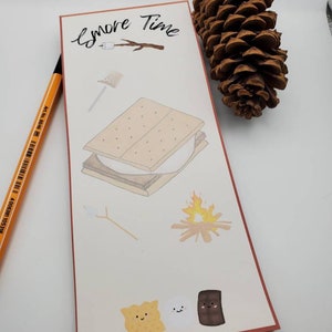 S&#39;mores and Cozy Campfire, Grocery Pad, Writing Pad Grocery List, Magnetic Notepad, To Do List, Note Pad Shopping List, Tear away Sheet