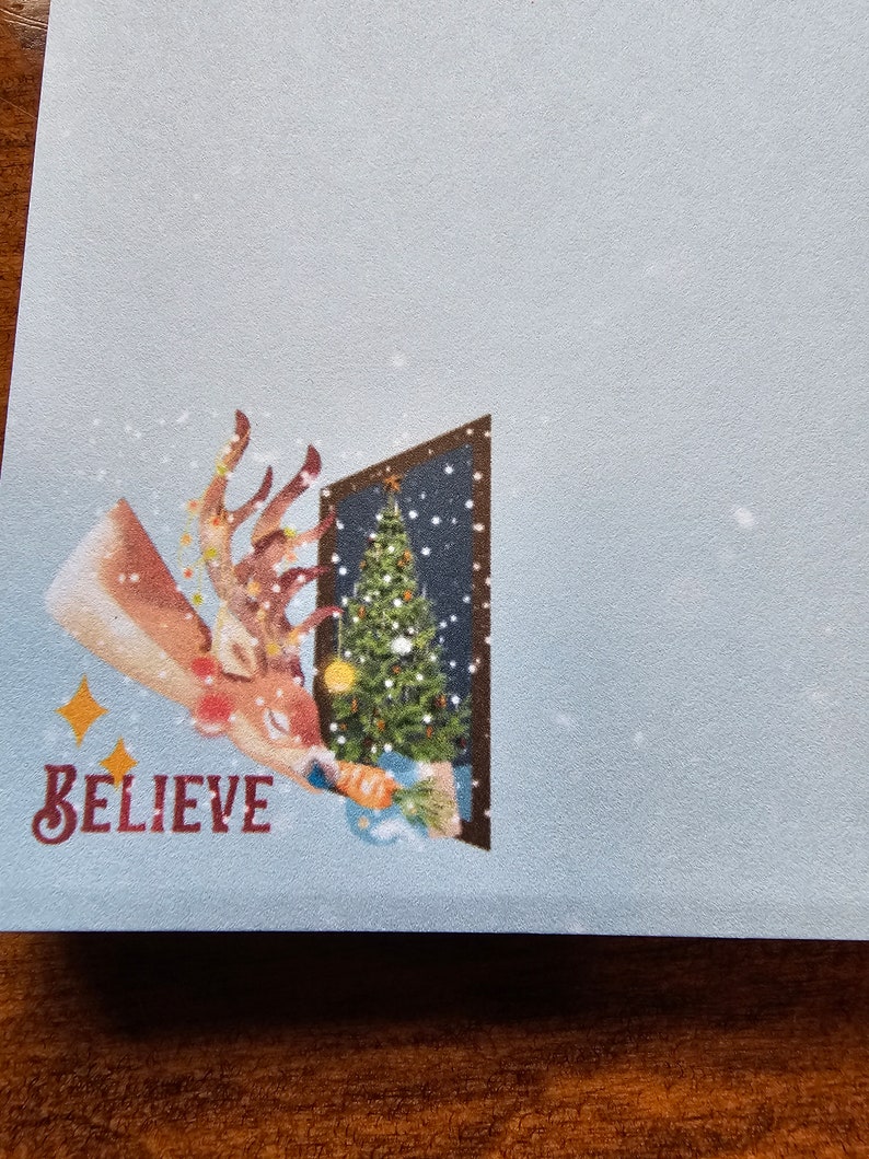 Believe, magie de Noël, renne, carotte, lumières, arbre, bloc-notes, mémo 4 x 6, feuilles détachables de 50 pages, liste de tâches, bloc-notes, cadeau image 4