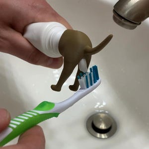 Pooping Dog Butt Toothpaste Topper: Funny Gag Gift for Dog Lovers