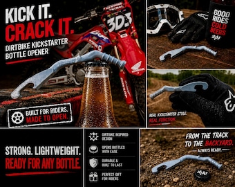 Abrebotellas con forma de pedal de arranque para motos de cross